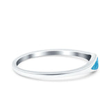 Simple Ring Band Lab Created Blue Opal 925 Sterling Silver (3.5mm)