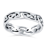 Celtic Ring Oxidized Band Solid 925 Sterling Silver (5mm)