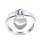 Heart Promise Charm Plain Ring Oxidized Band Solid 925 Sterling Silver (5mm)
