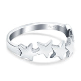 Stars Sideways Plain Ring Oxidized Band Solid 925 Sterling Silver (7mm)