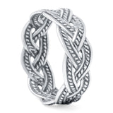 Braid Band Oxidized Ring Solid 925 Sterling Silver (6mm)