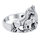 Horse Oxidized Band Solid 925 Sterling Silver Thumb Ring (14mm)