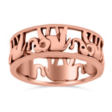Elephant Oxidized Band Solid Rose Tone 925 Sterling Silver Thumb Ring (7mm)