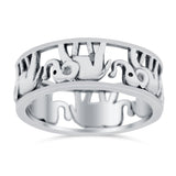 Elephant Oxidized Band Solid 925 Sterling Silver Thumb Ring (7mm)