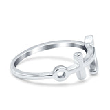 Anchor Band Rhodium Plated Solid 925 Sterling Silver Thumb Ring (10mm)