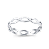 Full Eternity Infinity Braided Crisscross Rhodium Plated Band Ring Solid 925 Sterling Silver (3mm)