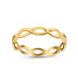 Full Eternity Infinity Braided Crisscross Yellow Tone Band Ring Solid 925 Sterling Silver (3mm)
