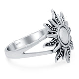 Sun Ring Oxidized Band Solid 925 Sterling Silver (18mm)