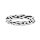 Celtic Weave Wire Rope Style Ring Oxidized Band Solid 925 Sterling Silver Thumb Ring (3.5mm)