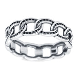 Chain Oxidized Band Solid 925 Sterling Silver Thumb Ring (6mm)