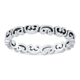 Heart Filigree Thumb Ring Band Oxidized Solid 925 Sterling Silver (3mm)