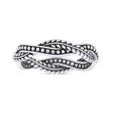 Infinity Weave Twisted Leaf Style Oxidized Band Solid 925 Sterling Silver Thumb Ring (4mm)