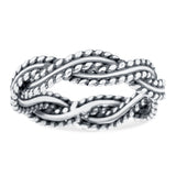 Braided Band Ring Oxidized Solid 925 Sterling Silver (5mm)