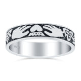 Claddagh Band Oxidized Ring Solid 925 Sterling Silver (5mm)