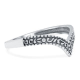 V Shape Band Oxidized Ring Solid 925 Sterling Silver (7mm)