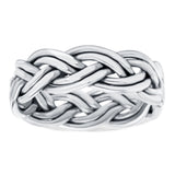 Braided Ring Oxidized Band Solid 925 Sterling Silver (6mm)