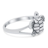 Turtle Oxidized Band Solid 925 Sterling Silver Thumb Ring (11.5mm)