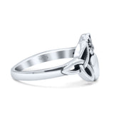 Traditional Irish Claddagh Triquetra Celtic Knot Statement With Heart Design Oxidized Band Thumb Ring