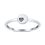 925 Sterling Silver Round Heart Engraved Oxidized Ring Wholesale