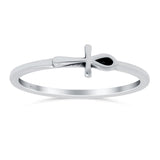 Cross Band Oxidized Thumb Ring Solid 925 Sterling Silver (5mm)