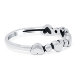 Dots and Hearts Band Oxidized Solid 925 Sterling Silver Thumb Ring (3.5mm)