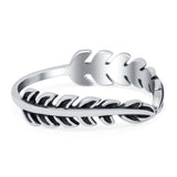 Fern Leaves Ring Oxidized Band Solid 925 Sterling Silver Thumb Ring (5mm)