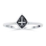 Cross Band Oxidized Solid 925 Sterling Silver Thumb Ring (8mm)