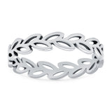 Leaves Ring Oxidized Band Solid 925 Sterling Silver (4mm)