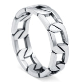 Link Chain Band Oxidized Solid 925 Sterling Silver Thumb Ring (6mm)