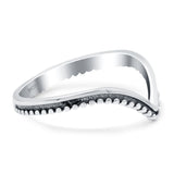 V Shaped Band Oxidized Solid 925 Sterling Silver Thumb Ring (8mm)