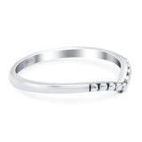 V Dot Band Oxidized Solid 925 Sterling Silver Thumb Ring (7mm)