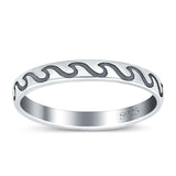 Wave Band Oxidized Ring Solid 925 Sterling Silver (3mm)