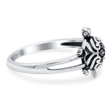Turtle Band Oxidized Solid 925 Sterling Silver Thumb Ring (12mm)
