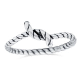 Rope Knot Ring Oxidized Band Solid 925 Sterling Silver (7mm)