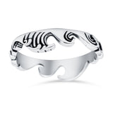 Ocean Waves Band Oxidized Solid 925 Sterling Silver Thumb Ring (5mm)
