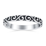 Swirls Oxidized Band Solid 925 Sterling Silver Thumb Ring (4mm)