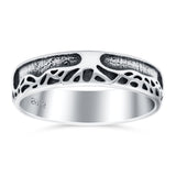 Growing Tree Oxidized Band Solid 925 Sterling Silver Thumb Ring (5mm)