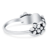 Daisies Oxidized Band Solid 925 Sterling Silver Thumb Ring (7mm)