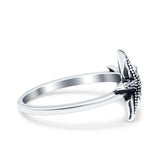 Starfish Oxidized Band Solid 925 Sterling Silver Thumb Ring (11.5mm)