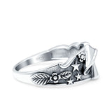 Mushroom Oxidized Band Solid 925 Sterling Silver Thumb Ring (9.3mm)