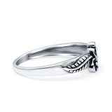 Daisies Plumeria Leaf Flower Oxidized Band Solid 925 Sterling Silver Thumb Ring (6.5mm)