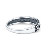 Flowers Oxidized Band Solid 925 Sterling Silver Thumb Ring (5mm)