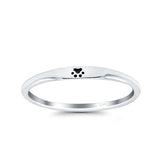 Paw Print Oxidized Band Solid 925 Sterling Silver Thumb Ring (2.2mm)