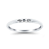 Paw Print & Wings Oxidized Band Solid 925 Sterling Silver Thumb Ring (2.2mm)