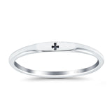 Small Cross Oxidized Band Solid 925 Sterling Silver Thumb Ring (2.2mm)