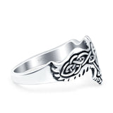 Celtic Oxidized Band Solid 925 Sterling Silver Thumb Ring (11mm)