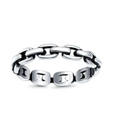 Chain Link Oxidized Band Solid 925 Sterling Silver Thumb Ring (4mm)