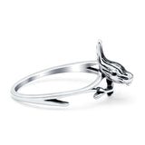 Bird Oxidized Band Solid 925 Sterling Silver Thumb Ring (12mm)