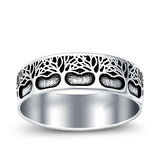Trees Oxidized Band Solid 925 Sterling Silver Thumb Ring (7mm)