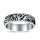 Branches Oxidized Band Solid 925 Sterling Silver Thumb Ring (6mm)